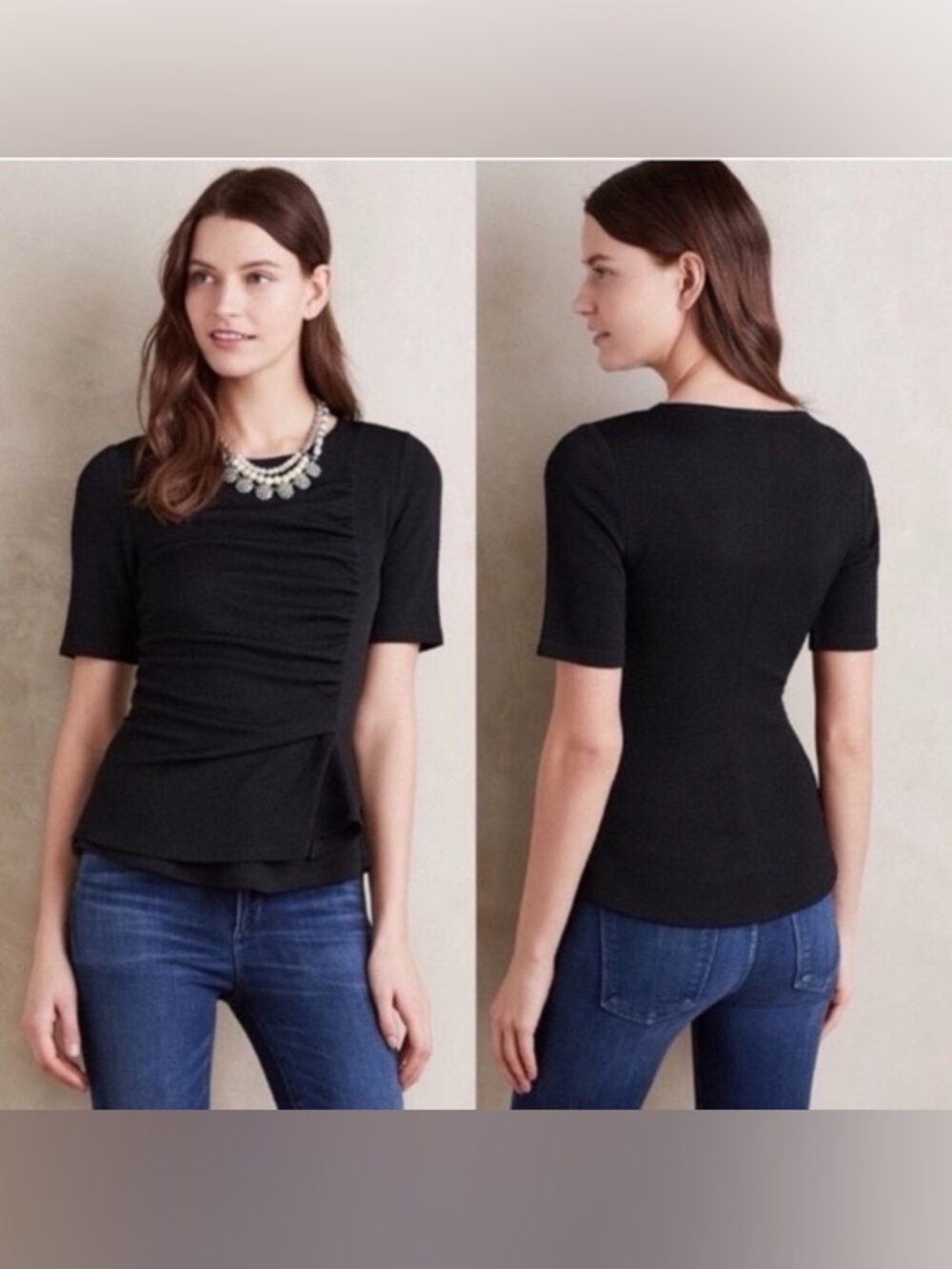 Anthropologie Deletta Side Ruched Blouse